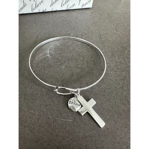 Sterling Silver Cross Bangle